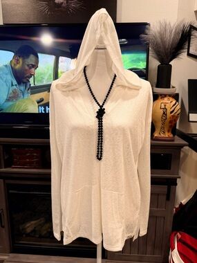 Salt Life Cream Sheer Hooded Cardigan